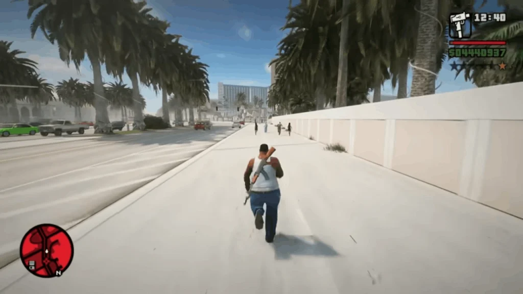 GTA SA MOD APK CJ Running on a road