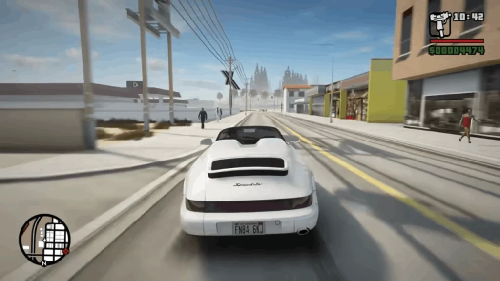 White car running on GTA road